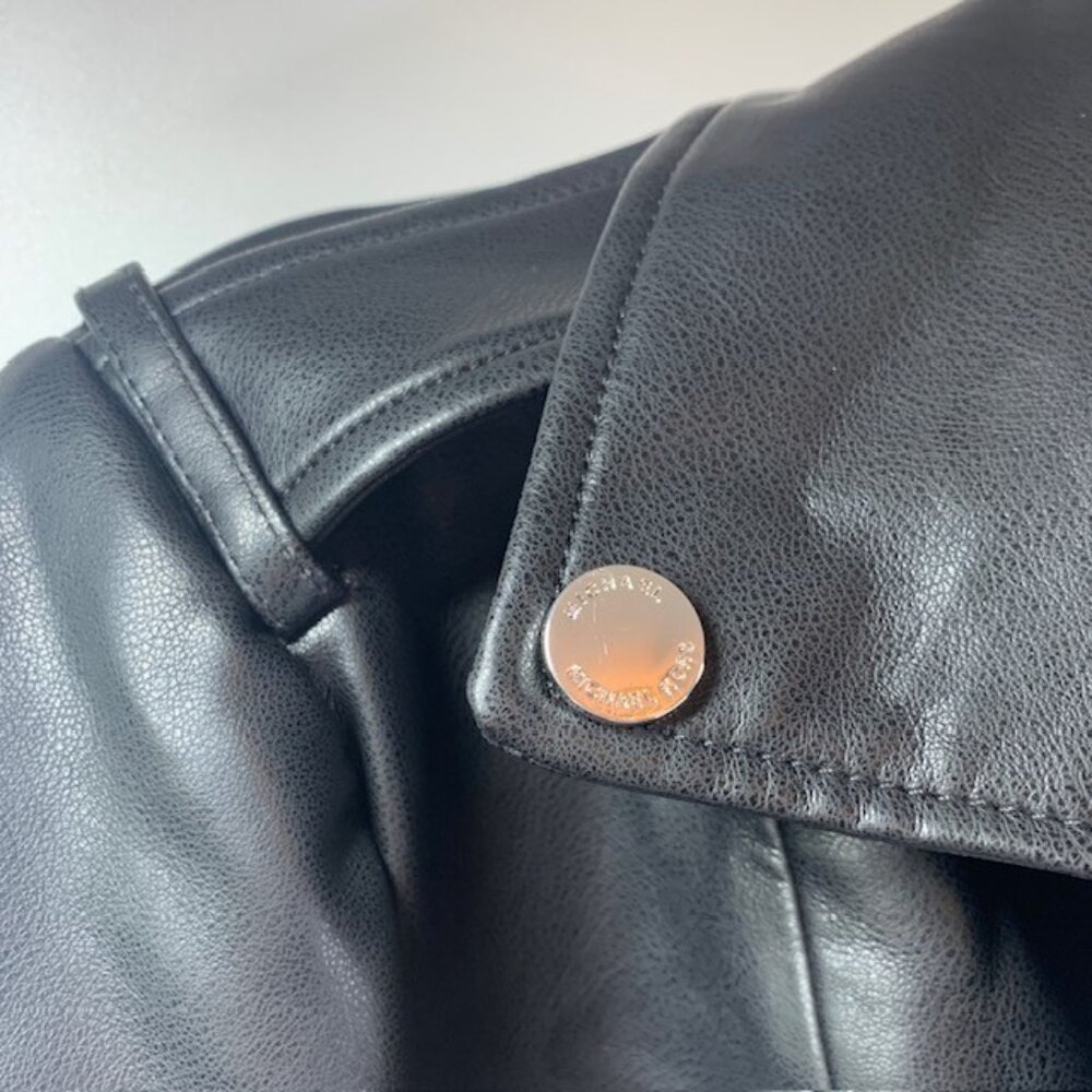 Michael Kors Women's Vegan Leather Moto Jacket Black Size Large NWT - Picture 7 of 14